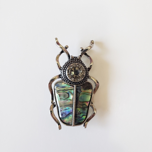 Abalone Beetle Brooch, with rignstone - Picture 2 of 6